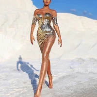 2021 new reflective off shoulder sexy elegant evening dresses women for club party