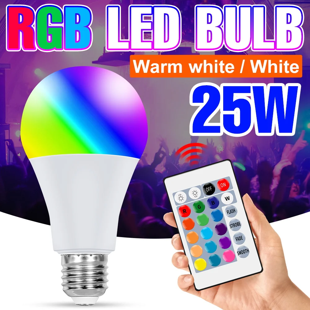 

RGB-лампа светодиодная с цоколем Е27, 220 В, 20/25 Вт