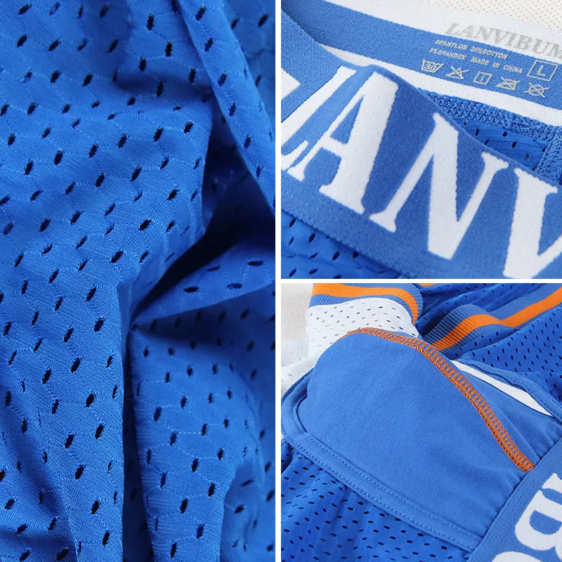 Lanvibum нижнее белье Для мужчин трусы боксеры сетчатые шорты Прозрачное в сеточку