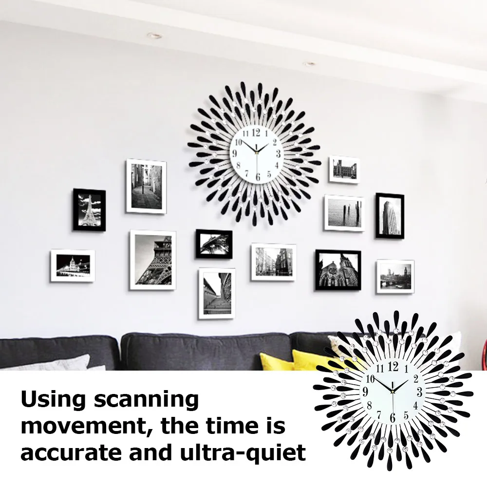 

European Light Luxury Round Digital Mute Wall Clock Wall Hanging Ornament Exquisite Art Living Room Clock Home Modern Decor