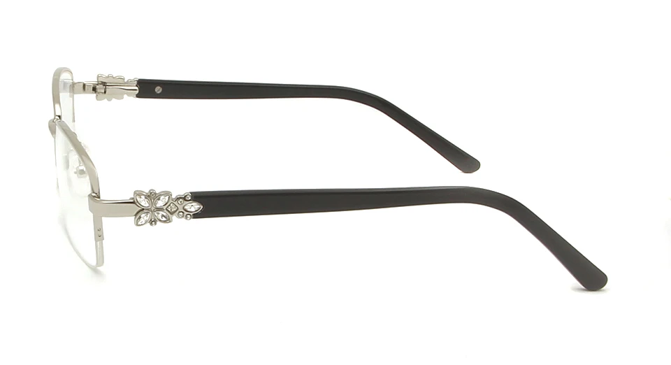 Rhinestone Women'S Eyeglasses Frame With Diamonds Golden Women Half Rim Metal Optical Frame Alloy Woman Square Glasses