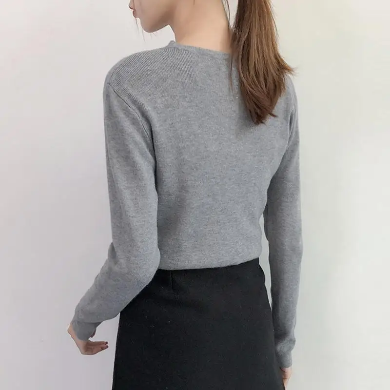 

ZITY 2020 New Ladies Women Sexy Knitted Cross Neck Long Sleeveless Pullover Lady Sweater Fashion Autumn Winter Outfits Gray Whit