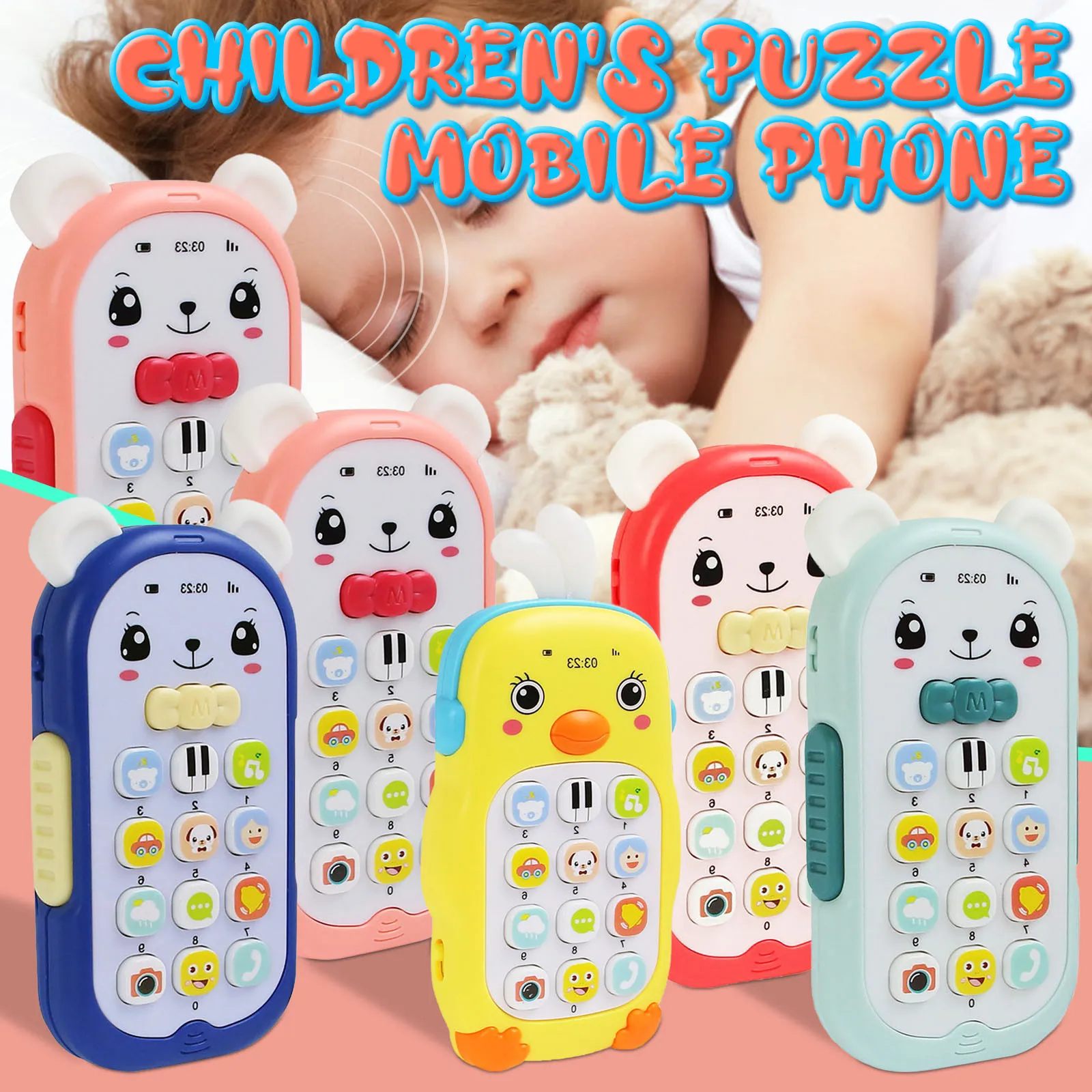 

Baby Gutta-percha Toy Face Changing Music Mobile Phone Baby Toys Sleeping Artifact Simulation Telephone Early Educational Toy