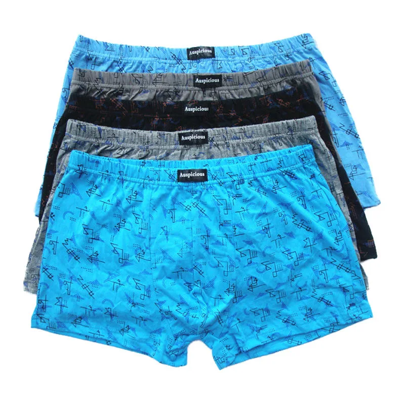 5pcs/Lot Men's underwear Man Cotton Boxer Men's mid-rise loose comfortable boxer 110KG large size 95% cotton underpants