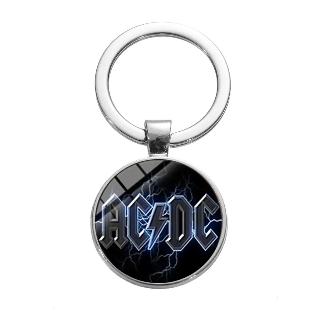 Style 7 SONGDA ACDC поп музыкальная Рок-Группа Вентиляторы брелок европейский и американский AC/DC Красный логотип стекло время драгоценный камень брелок с буквой цепи Мода - Цвет: Style 7
