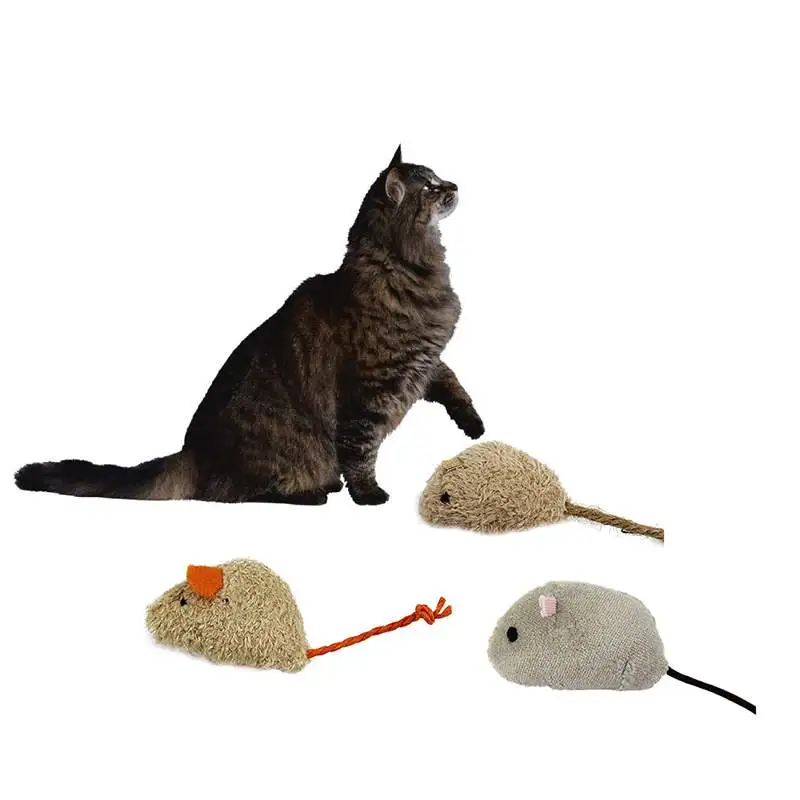 

New 3Pcs/Lot Cat Toy Accessories Interactive Cute Mice Fun Plush Grinding Teeth Interactive Mouse Chew Toy For Kitten Dropship