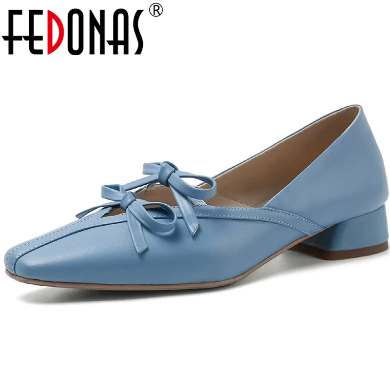 

FEDONAS Sweet Elegant Butterly Knot Women Shoes Genuine Leather 2022 Autumn High Heels Pumps New Wedding Dancing Shoes Woman