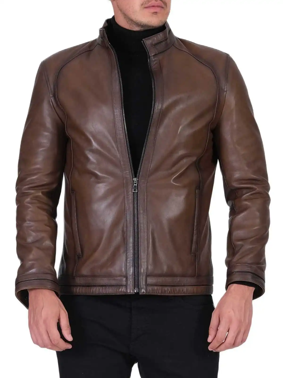 

Original Leather Genuine Dark Brown Men's Leather Jacket мужская куртка