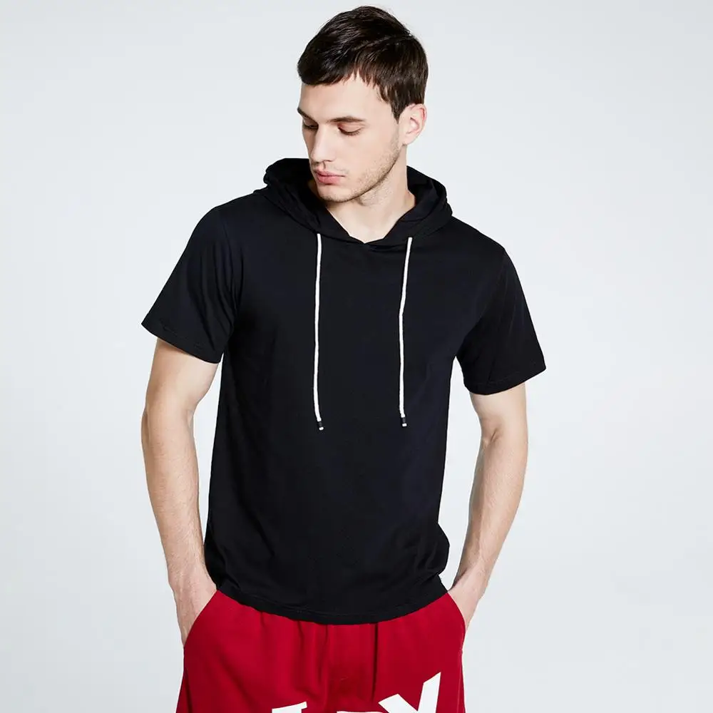 2020 Летняя мужская футболка повседневные однотонные мужские топы с капюшоном