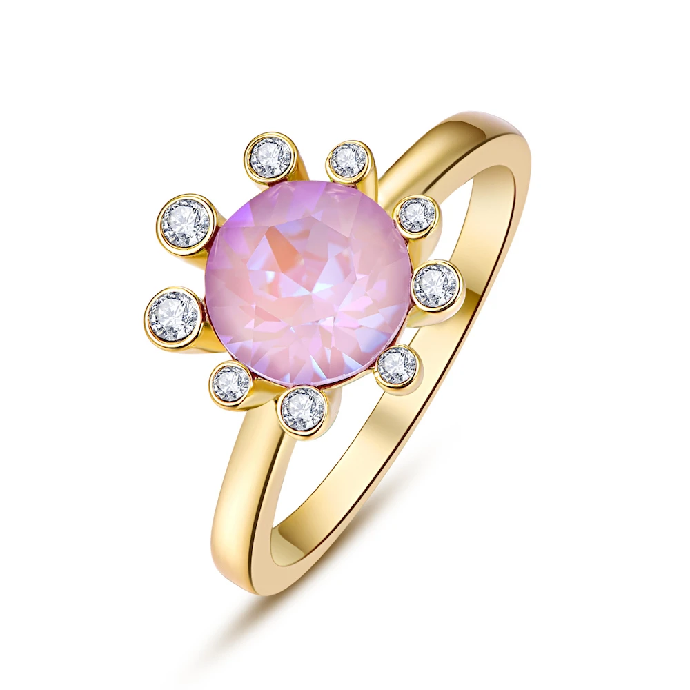 Кристаллы от Swarovski Glod цветные кольца Цветы для женщин элегантное кольцо Новая мода Роскошные женские кольца Свадебные украшения - Цвет основного камня: Crystal L144D