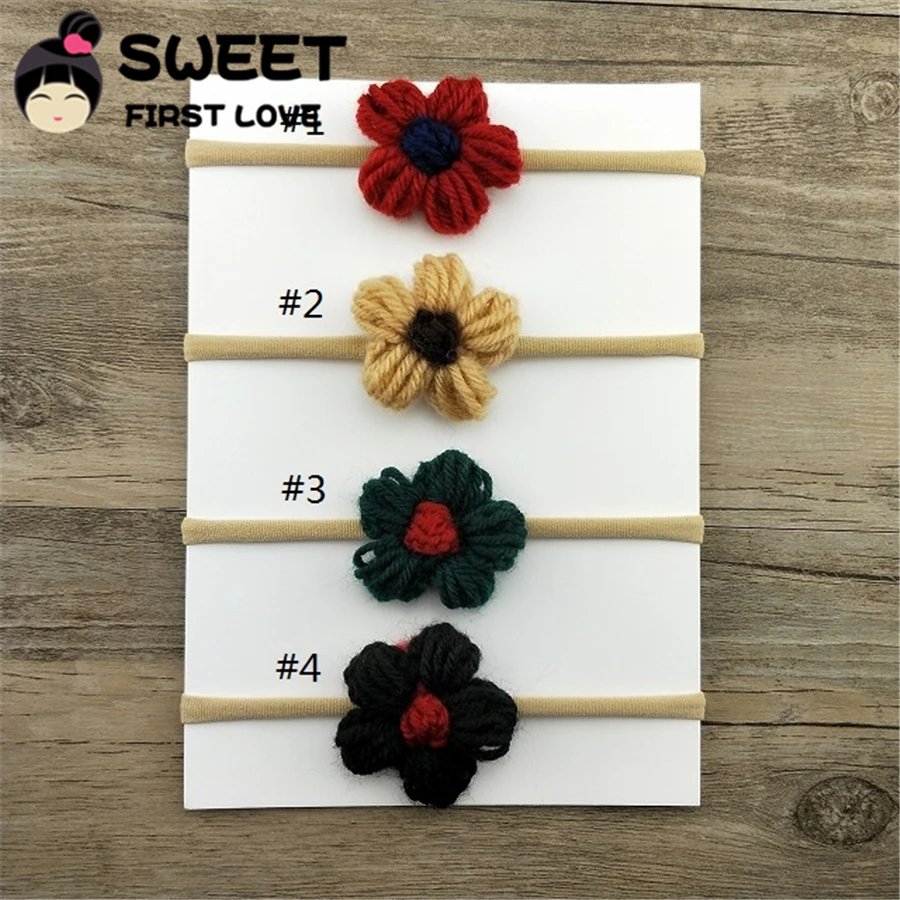 4 шт./компл. свитер с цветами шерстяные мягкие повязки на голову для девочек