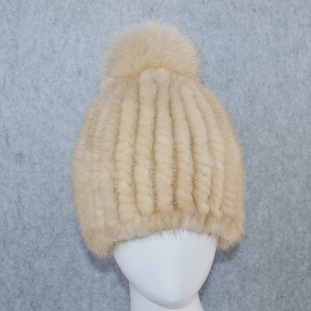 2021 повседневные зимние теплые женские вязаные шапки из натурального меха норки