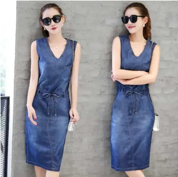 2019 винтажное джинсовое платье женское повседневное летнее с v образным вырезом и