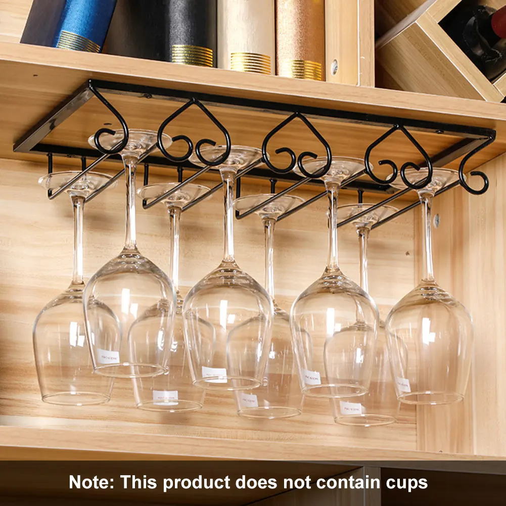 

2pcs Space Saving Wine Glass Rack Easy Install Hotel Kitchen Bar Hanging Holder Vintage Iron Home Decor Display Stable Storage