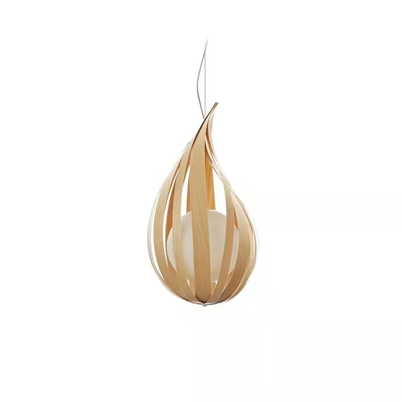 

Nordic Hand Knitted Wood Skin Pendant Lights Weaving Hanging Lamp Garden Restaurant Home Decor E27 Natural Lighting Fixtures