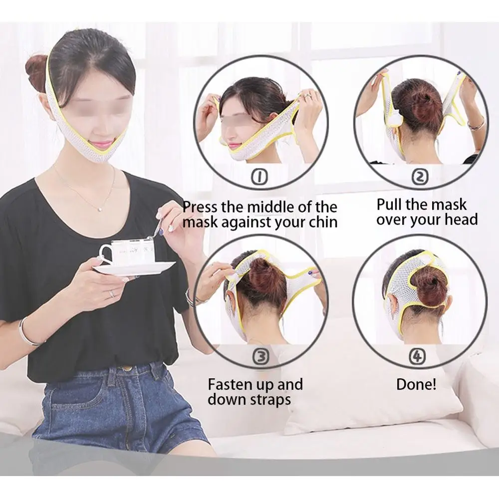 

Breathable Face-Lift Mask Facial Lifting Slimming Belt V Line Mask Neck Compression Summer Chin Cheek Slim Lift Up Anti Wrinkle