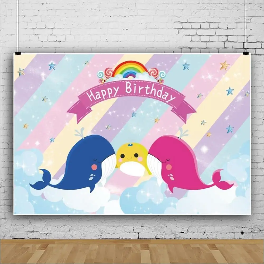 Laeacco дельфин Акула день рождения ребенка радуга индивидуальный баннер детский