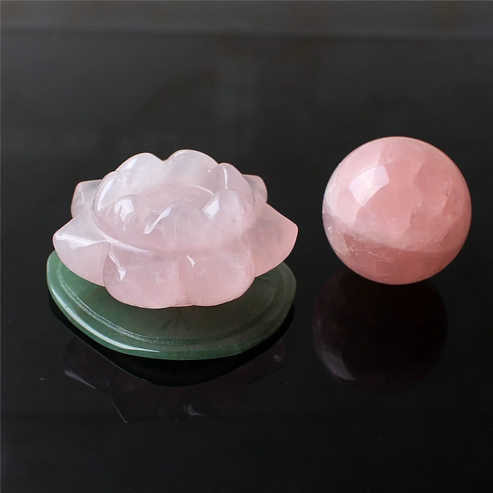 Натуральный розовый кварц хрустальный шар цветок лотоса основа для авантюрина