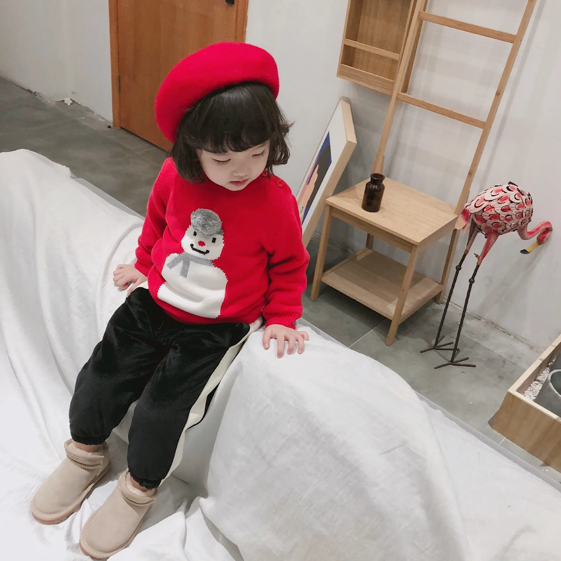 Tonytaobaby Новая коллекция зимней одежды для маленьких мальчиков Одежда для детей, Одежда для девочек красного цвета, Рождественская одежда со снеговиком, детский вязаный свитер для девочки детский свитер, пуловер, свитер