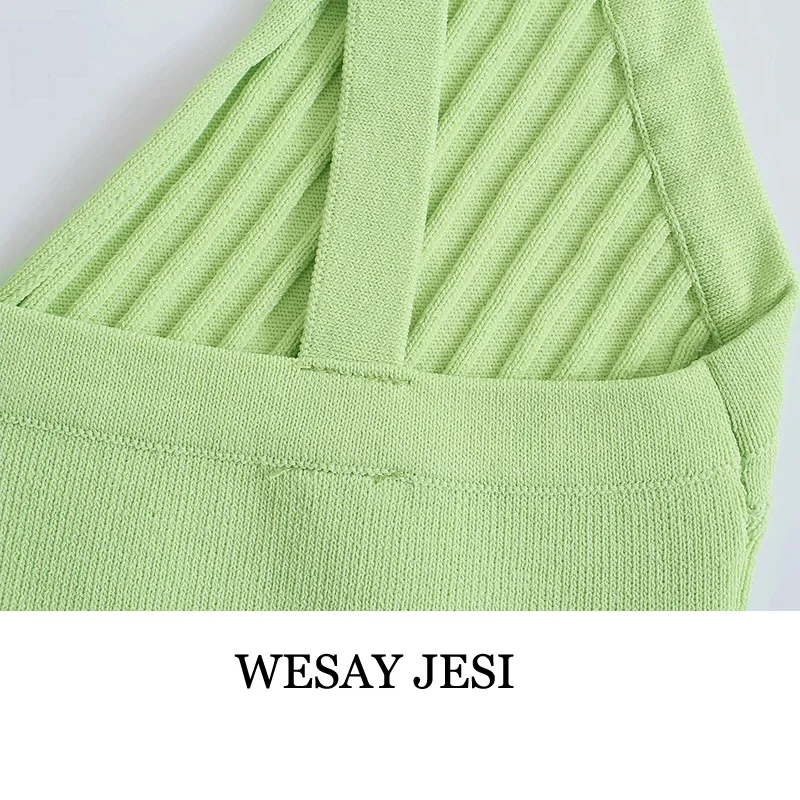 

WESAY JESI 2021 Summer Women's New Camisole Sleeveless Knitted Big U-Neck Halter Sexy Slim And Comfortable