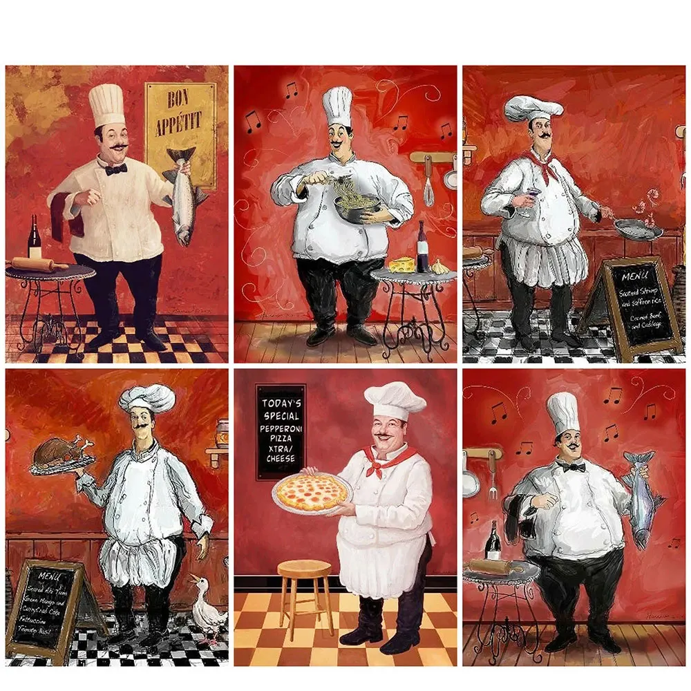 

5D DIY Diamond Painting Full Portrait Chef Picture Cross Stitch Gift Square/Round Full Drill Embroidery Mosaic Art Home Decor