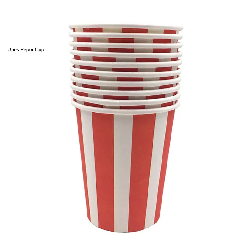 250ML Paper Cup A1 Одноразовый Бумага пластины полосы Цвет День рождения тарелка для фруктов, пирожных лоток Бумага чашки салфетка посуда День рождения расходные материалы - Цвет: 250ML Paper Cup A1