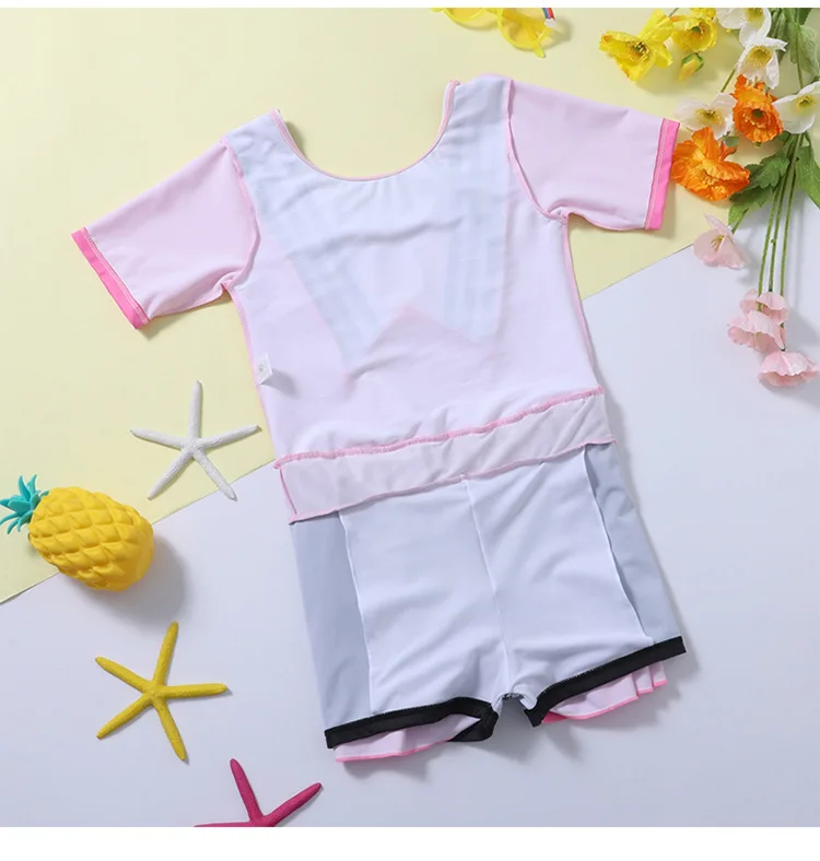 

Yuwannian Skirtini Toddler Girls Swimsuit Student One Piece Cute Dress Swimwear Conservative Bottom Cover Up Swimdress 3-8 Years