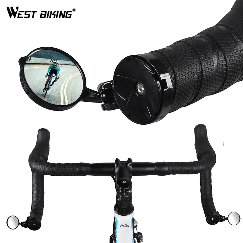 

WEST BIKING Bicycle Rearview Road Bike Handlebar Mirror 360 Degree Rotatable Bike Accessories Safe Cycling Handlebar Rear Mirror