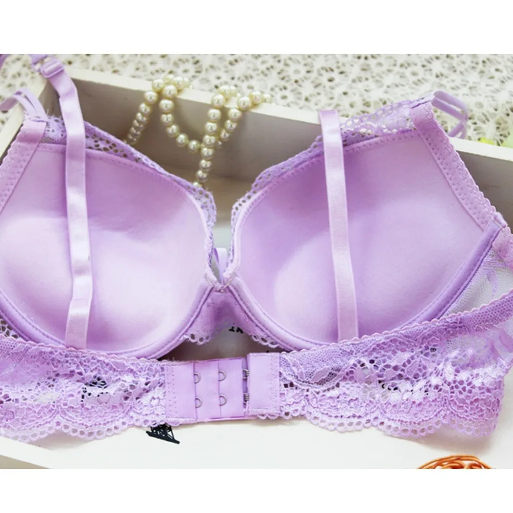

Women Lady Cute Sexy Underwear Satin Lace Embroidery Bra Sets With Panties New Style