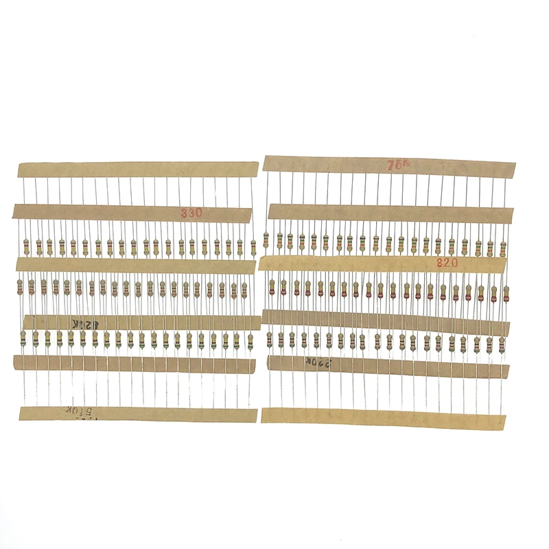 860 шт./лот 5% 1/4 Вт Упаковка карбонового пленочного резистора 1R-1M 43 типа * 20 шт.