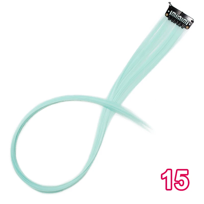 15 Doris beauty длинные прямые волосы на заколках для наращивания, 20 дюймов, синтетические двухцветные накладные волосы для женщин и девушек, цвет радуги - Цвет: 15