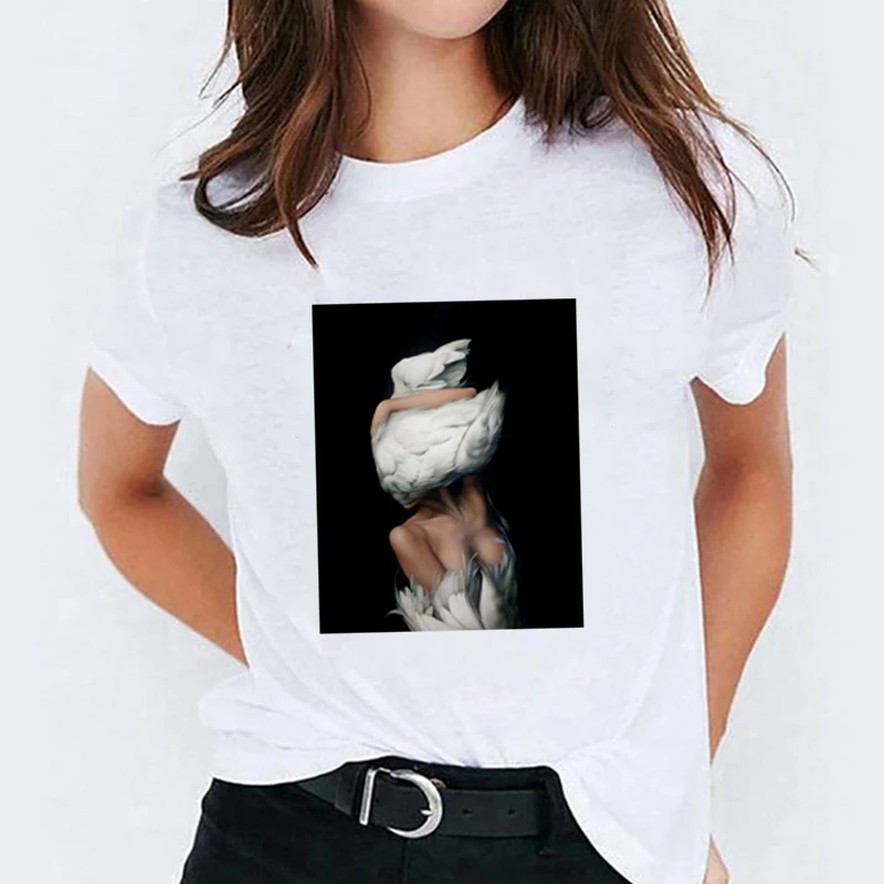

Women Elegant Floral Flower Lady Female Camisas T Shirt T-shirts Womens T-Shirt Tops Graphic Aesthetic Tees Print