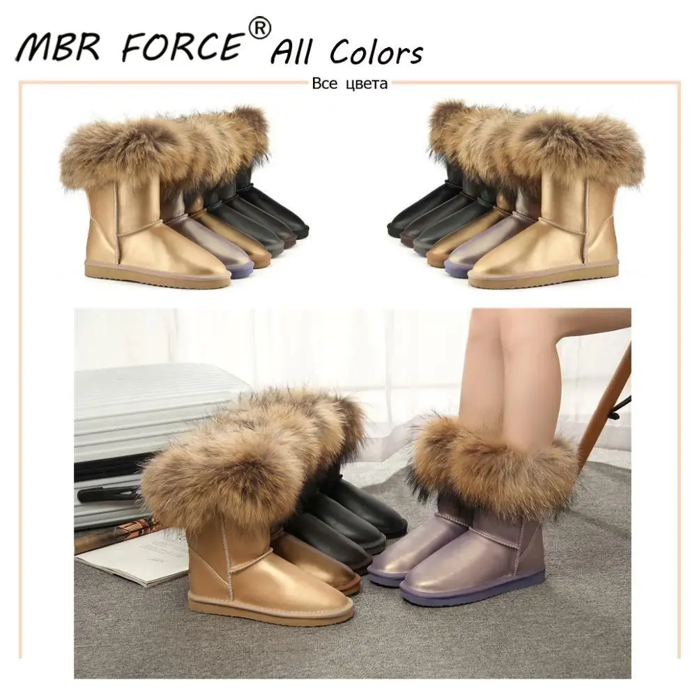 Женские зимние ботинки MBR FORCE из 100% натурального Лисьего меха модные женские