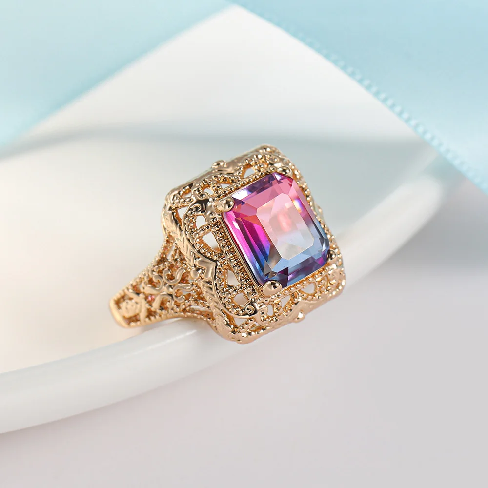 

Joiashome Square Zircon Rings For Women 925 Sterling Silver Vintage Luxury Tourmaline Gemstone Anniversary Wedding Jewelry