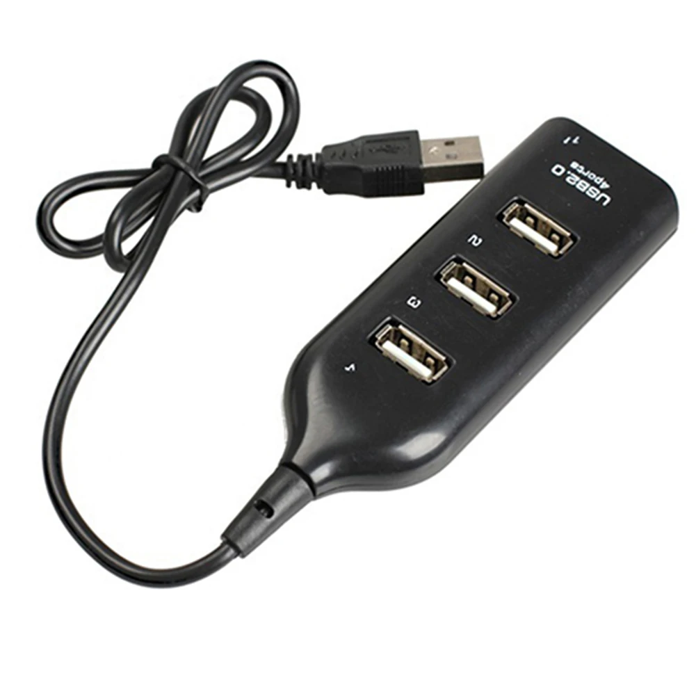 Новое поступление l черный USB 2 0 Hi-Скорость 4-Порты и разъёмы разветвитель адаптер