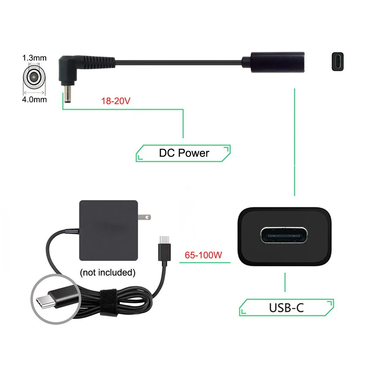 Chenyang Тип C USB женский Вход переменного тока в постоянный 7 4*5 0 мм/5 5*2 5 1 мм/4 0*1 3 мм ..