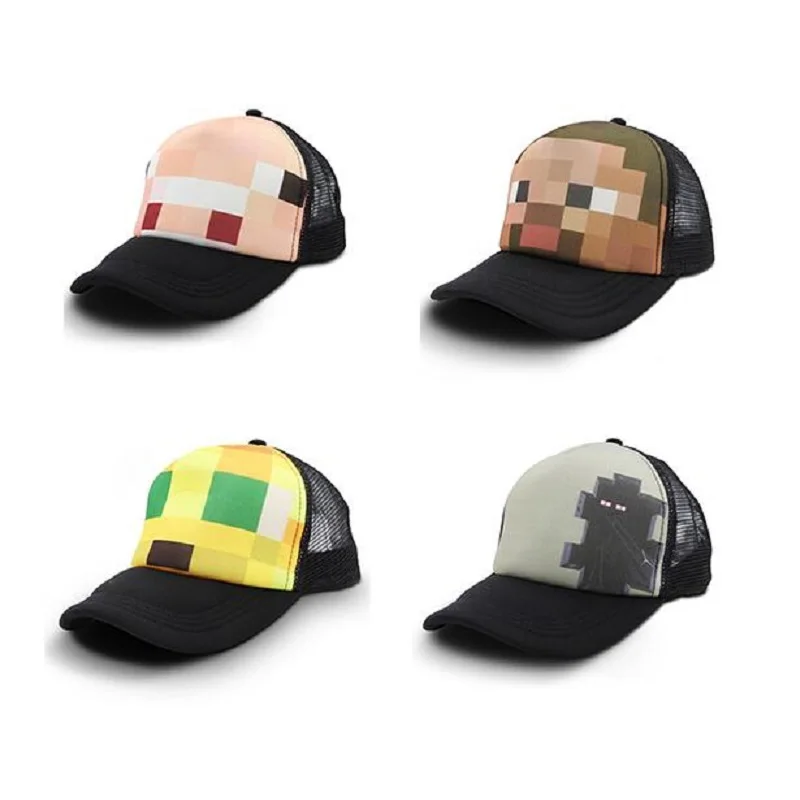 

Minecraft steve pig figure sport hat Toys Ocelot Teenager Kids Sun Baseball Cap Spring Hip Hop Hats Toys kids Birthday Gift