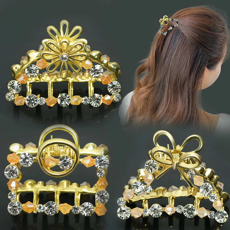 

Large Exquisite Rhinestone Catch Clip Hairpin Female Adult Back Head Hair Ponytail Clip Bath Catch Clip Hair Accessories