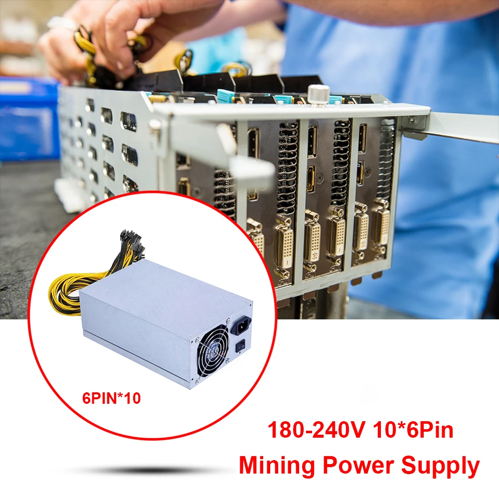 

Bitcoin Mining Machine 1800W 10x6PIN Desktop Computer Power Supply 12v ETH BTC 4U Single Channel Mining Machine Power Connector
