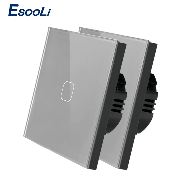 Серая панель переключателя Esooli из хрустального стекла сенсорный выключатель