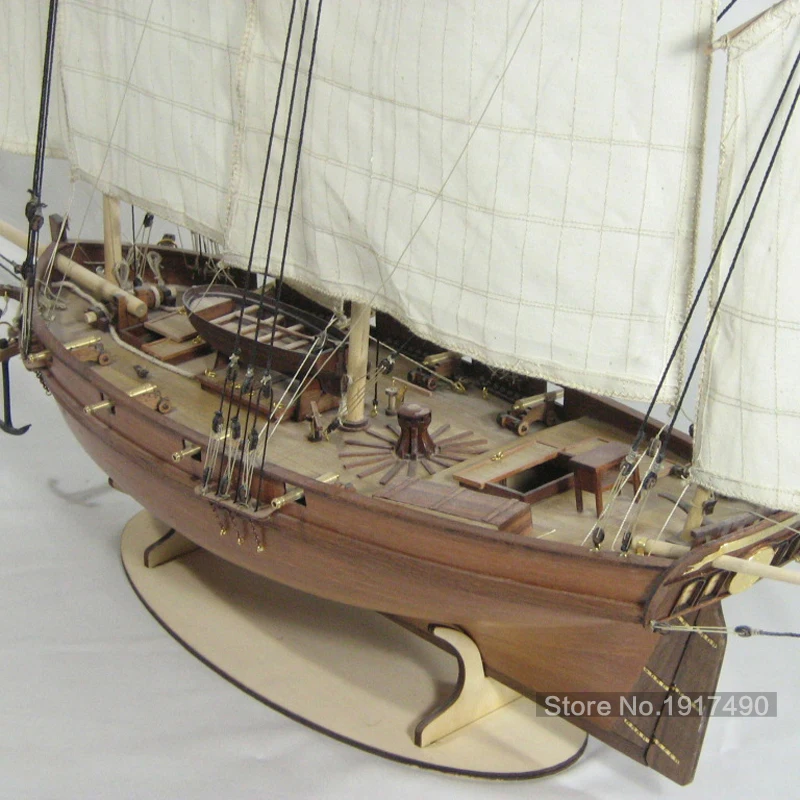 Wooden Ship Models Kits Diy Le COUREUR 1776 Crolla Model-Wood-Boats 3d Laser Cut Educational Toy Model-Ship-Assembly Scale 1:48 |