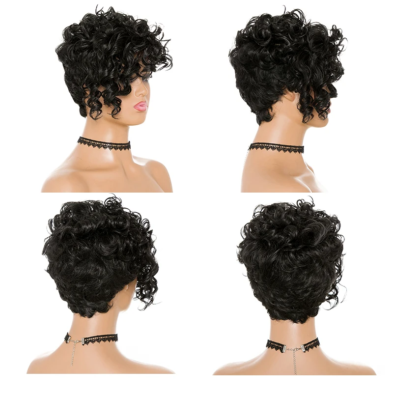 Short Curly Synthetic Fashion Wigs For Black Women Natural High Temperature Hair Loose Wave Style Cosplay Party Wig Dream ice's