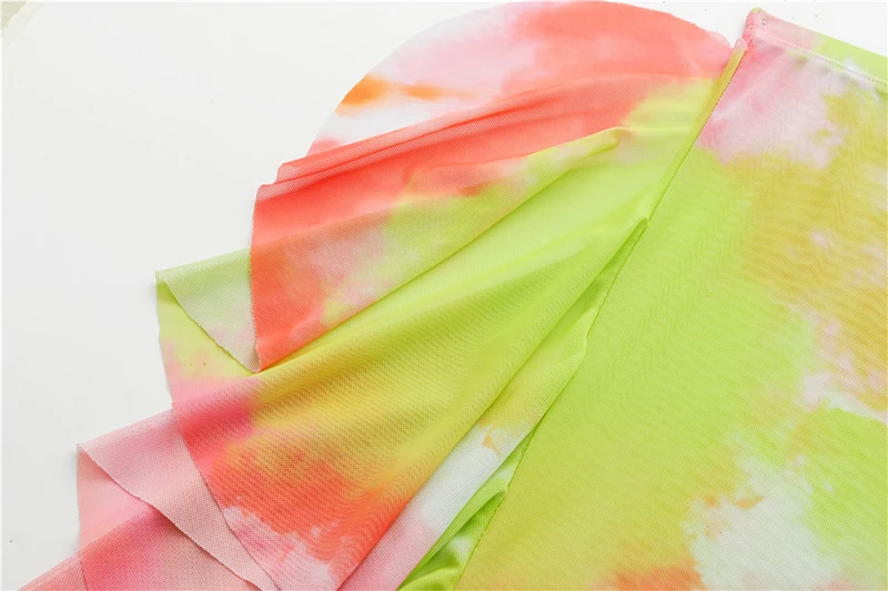 

Sexy Tie Dye Swimsuit Women's Swimwear Bikini With Ruffled Pants 2021 High Waist Bikinis Swim Wear 3 Piece Sets Bathing Suits