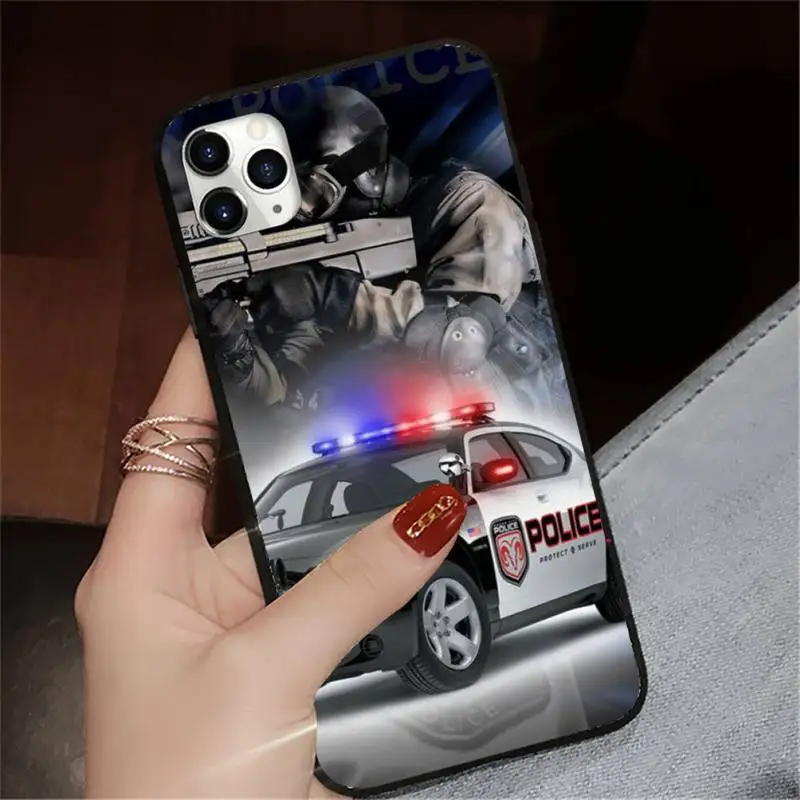 

Police Symbol art design pattern Phone Case for iPhone 11 12 pro XS MAX 8 7 6 6S Plus X 5S SE 2020 XR luxury design shell funda