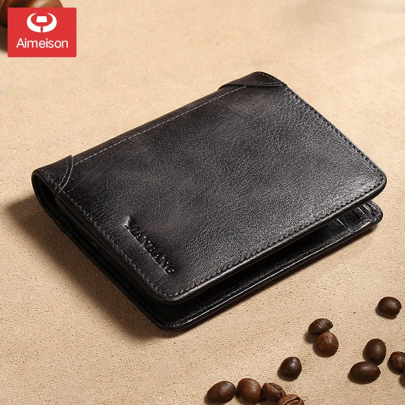 Новый мужской кошелек в стиле ретро с защитой от кражи и тройного сложения