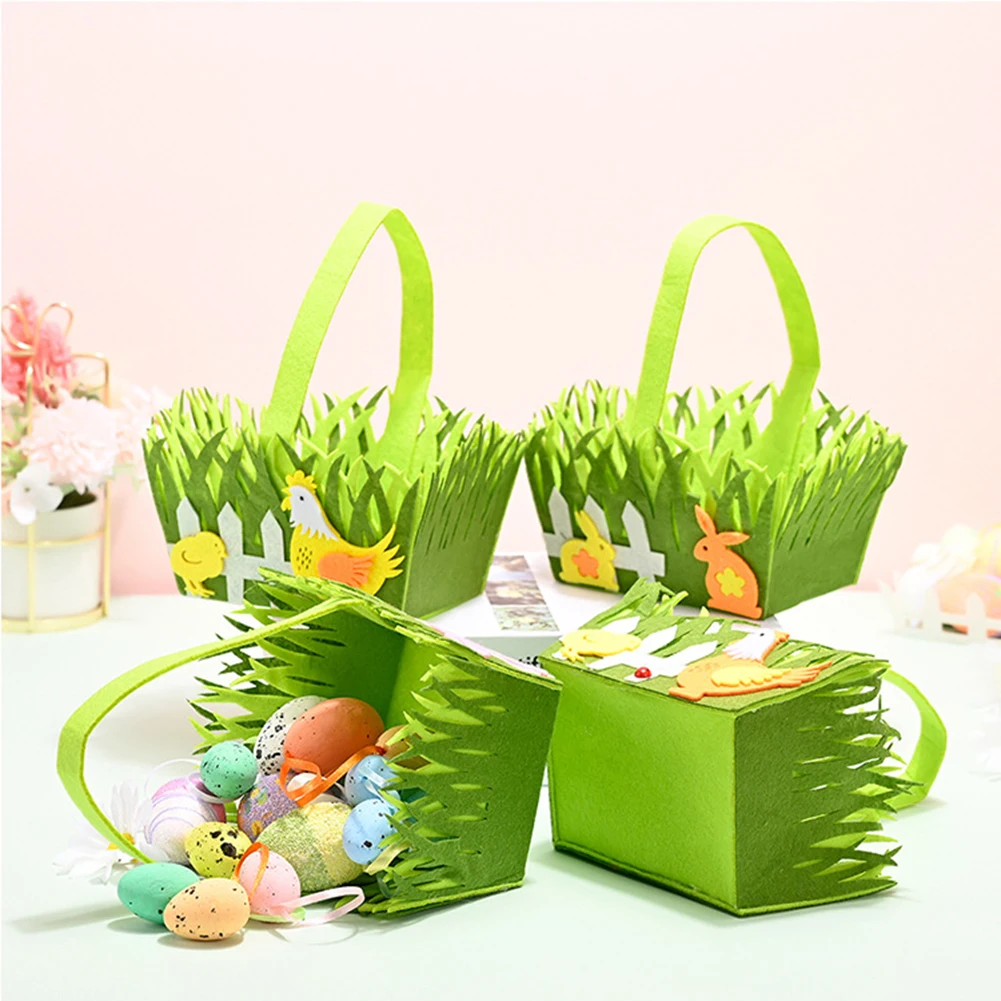 

Happy Easter Egg Basket Portable Non-woven Fabric Fruit Candy Storage Bucket Tote Gift Bags Festival Party Ornaments Kids Toy