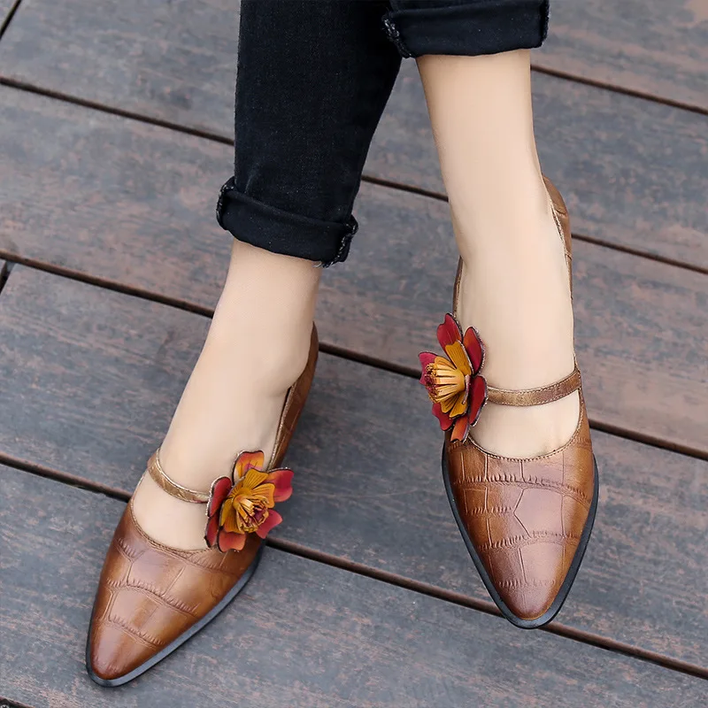 Женские сандалии из натуральной кожи туфли-оксфорды с острым носком