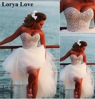 short front long back cocktail dresses 2020 whiteivory beading crystal tulle prom gowns women evening party homecoming gowns