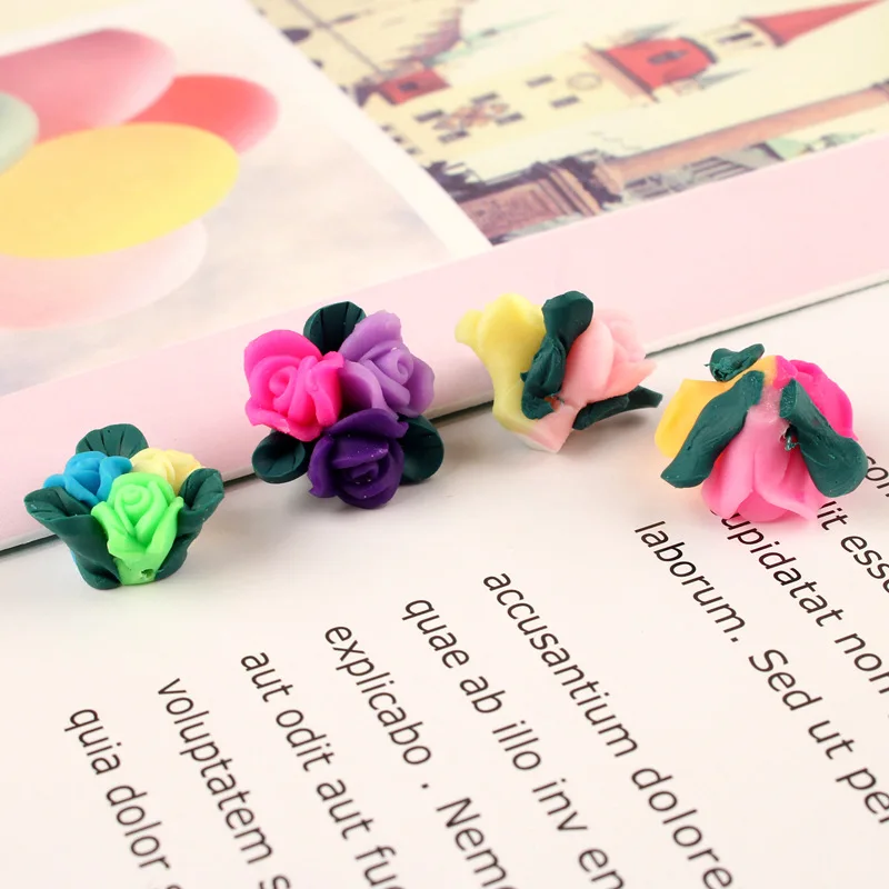 

6pcs Slime Supplies Toy Flower Mini Charms with Holes Addtion Filler DIY Crafts for Fluffy Clear Crystal Slime Clay