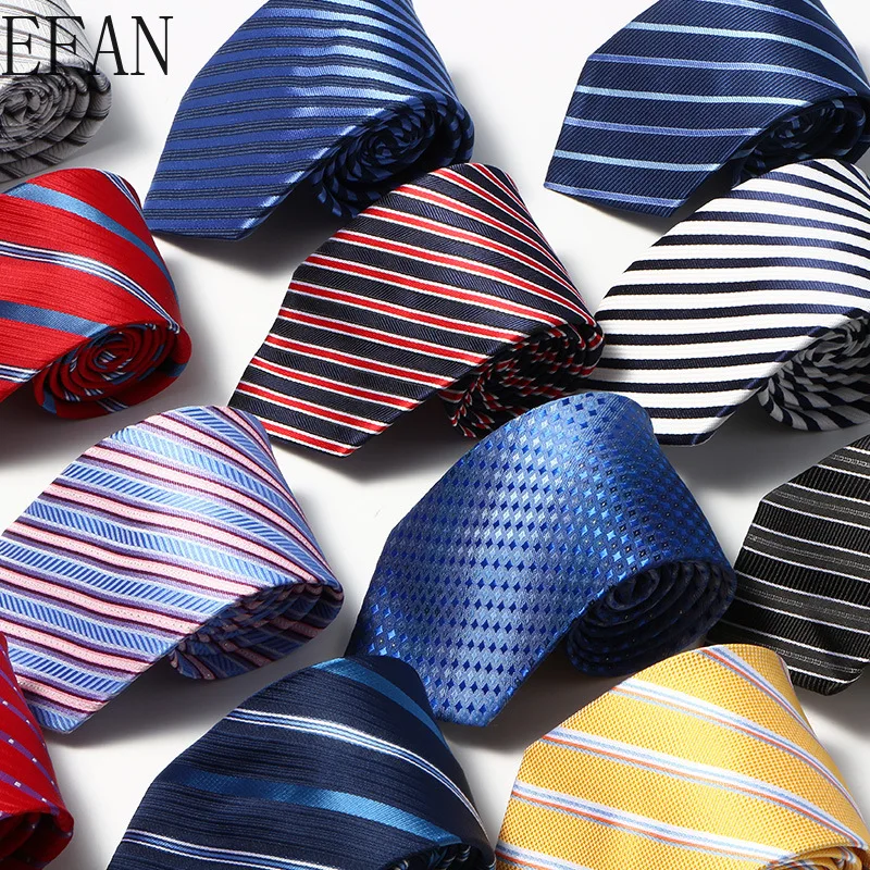 Classic Silk Men's Neck Ties 8cm Solid Plaid Striped Ties for Men Formal Business Luxury Groom Wedding Party Neckties Gravatas